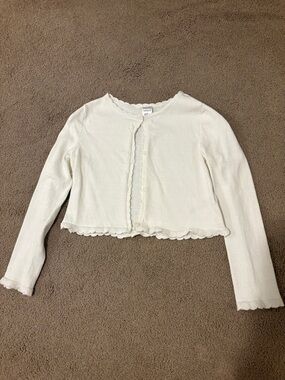 Carter's White Scalloped-Trim Knit Cardigan